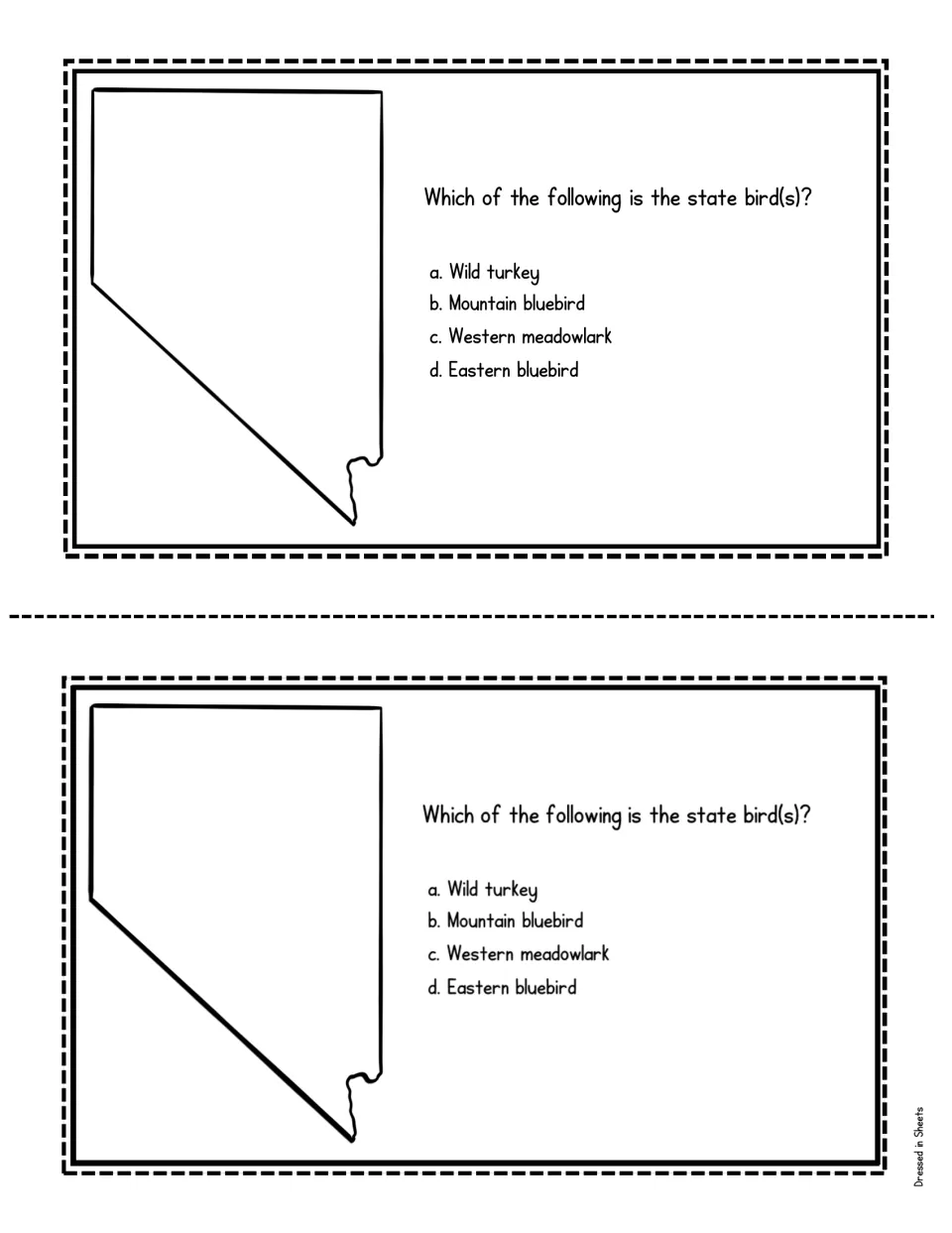 State bird question: students choose among wild turkey, mountain bluebird, western meadowlark and eastern bluebird