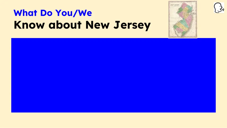 Opening prompt asks “What Do You/We Know about New Jersey” and leaves space for students' responses