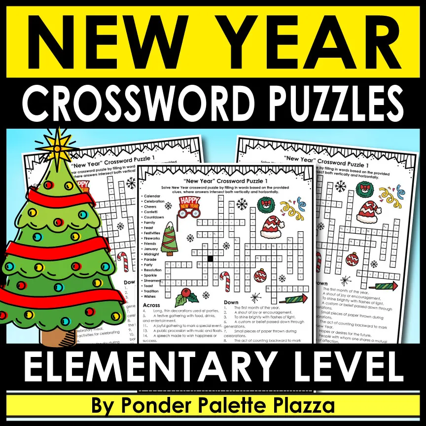 New Year Crossword Puzzles + Answers – cover