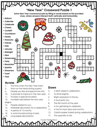 New Year Crossword Puzzles + Answers – sample page 3