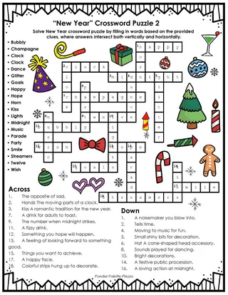 New Year Crossword Puzzles + Answers – sample page 4
