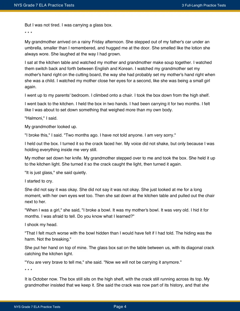 The Glass Box continues as the narrator confesses and her grandmother shares a story about a broken bowl