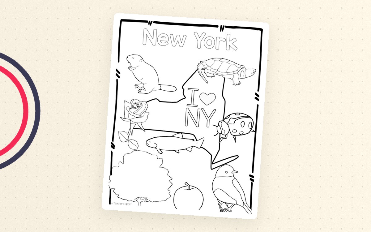 New York State Symbols – Clip Art Set preview: One-page New York state-symbols PDF picture sheet