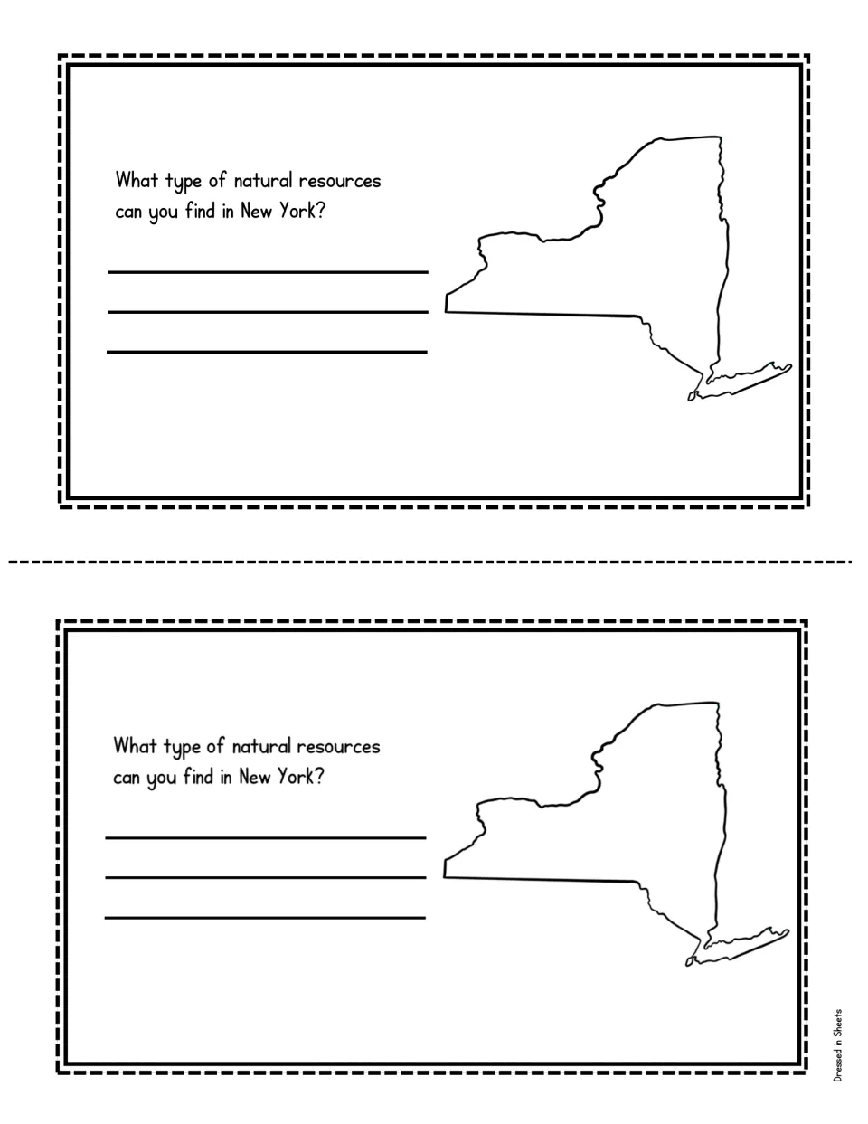 Natural resources of New York: students research what types of natural resources the state has and list them