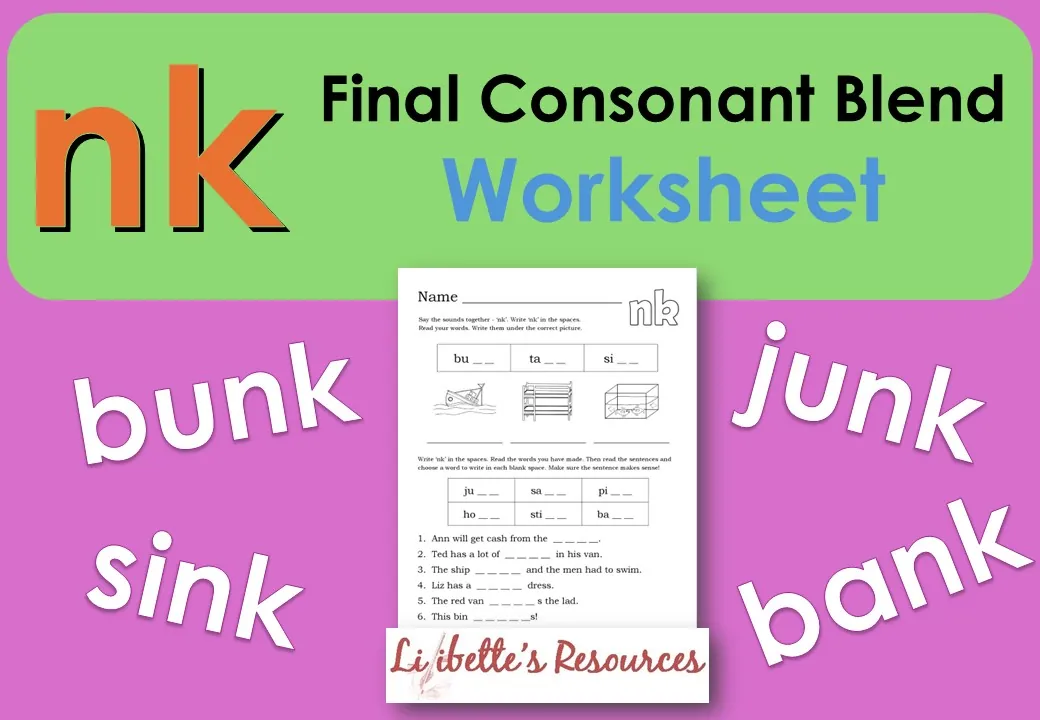 NK: Final Consonant Blend Worksheet – cover