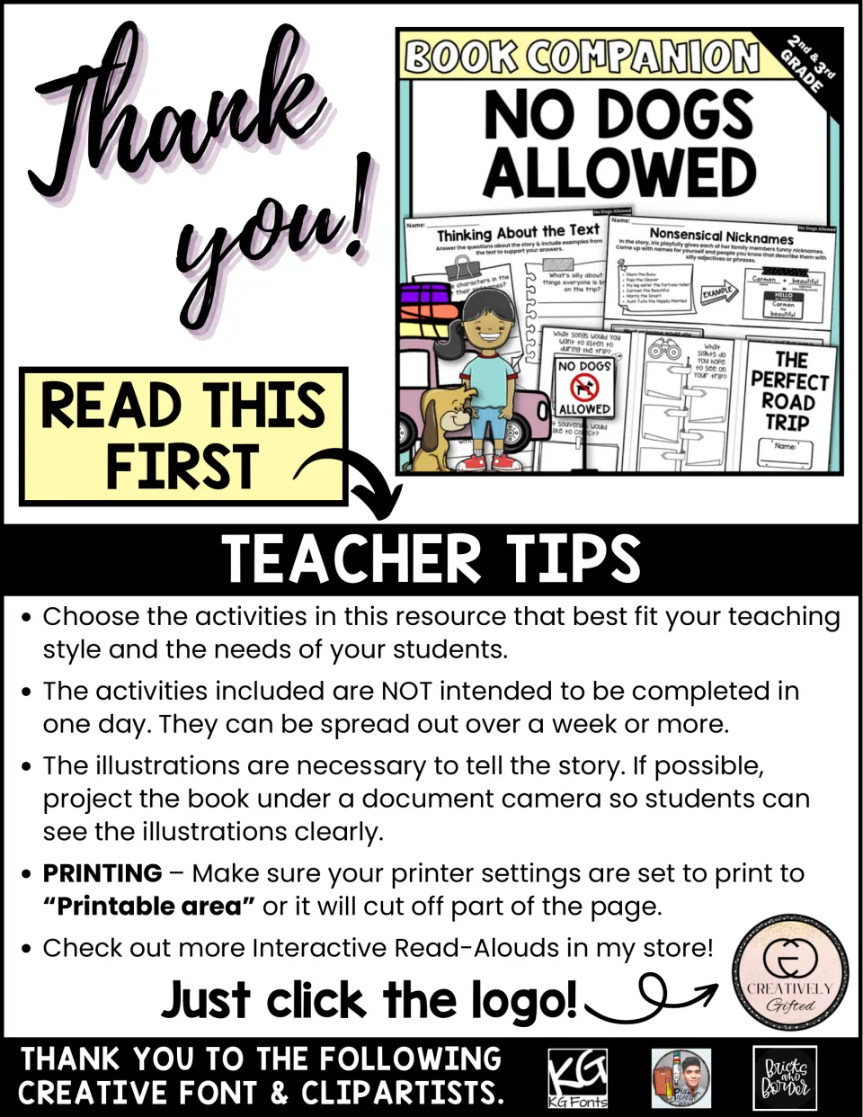 Teacher tips: pick activities that fit your class, spread them over a week or more, and project the book's illustrations