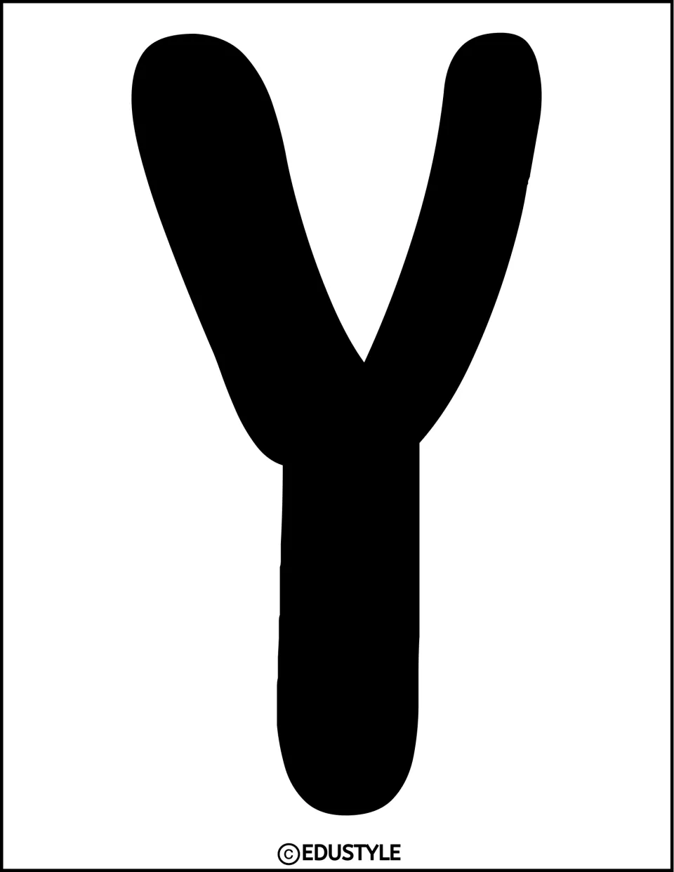 Christmas bulletin board or door display letter Y in solid black, printed individually for the kit's lettering