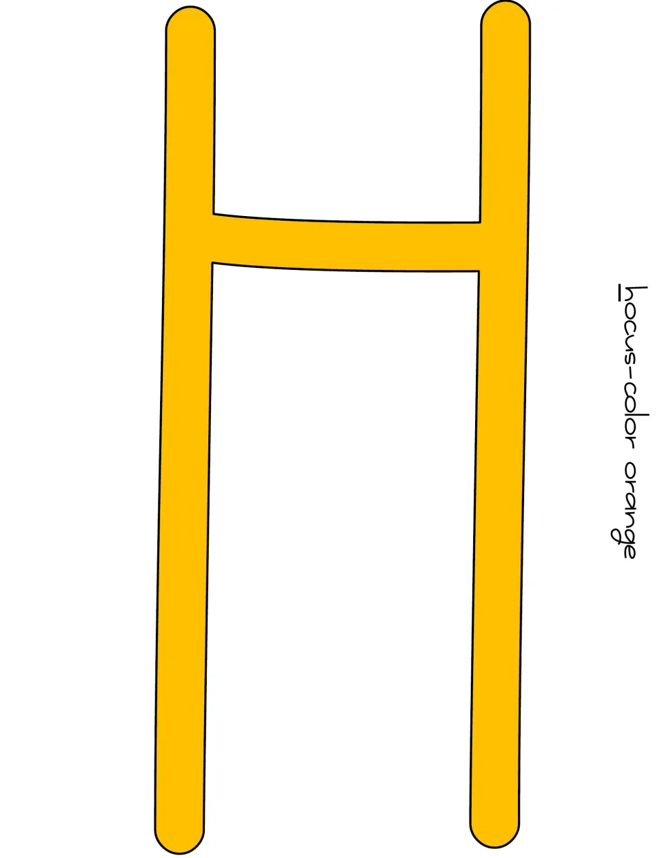 Colored letter H for “Hocus” in the Halloween bulletin board or door display, labeled “hocus-color orange”