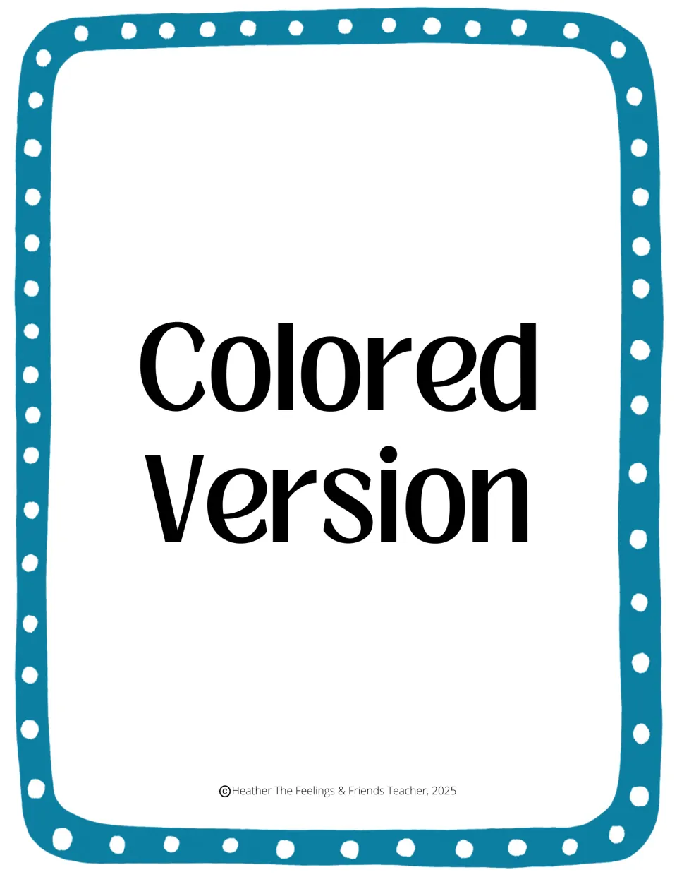 Colored Version divider page marking the start of the full-color printable question cards