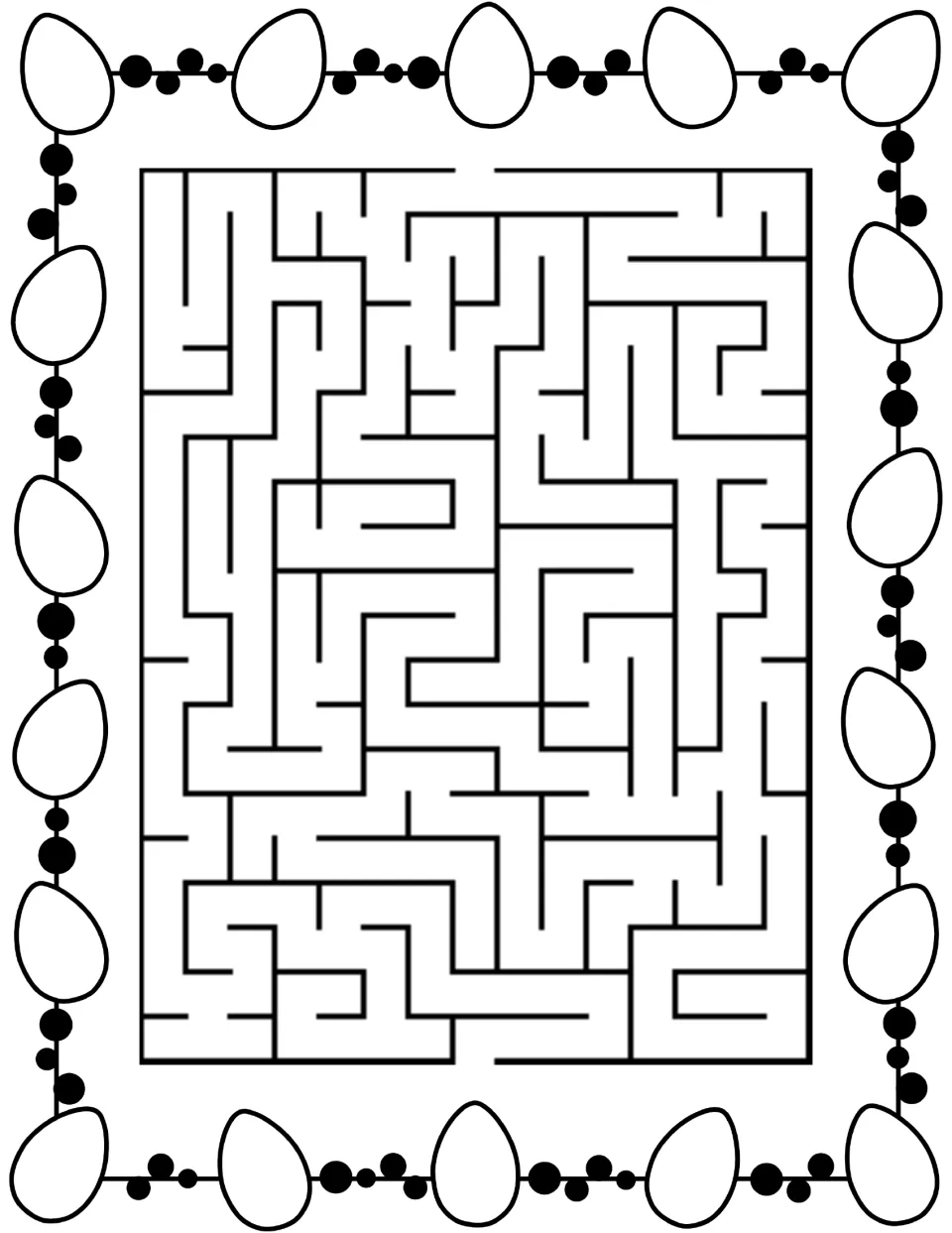 Second Easter maze puzzle in the activity book, with a new route to find between top and bottom openings