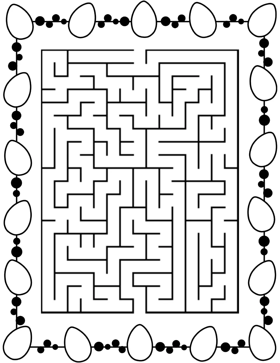 Fourth Easter maze puzzle in the activity book, continuing the section with an unsolved top-to-bottom route