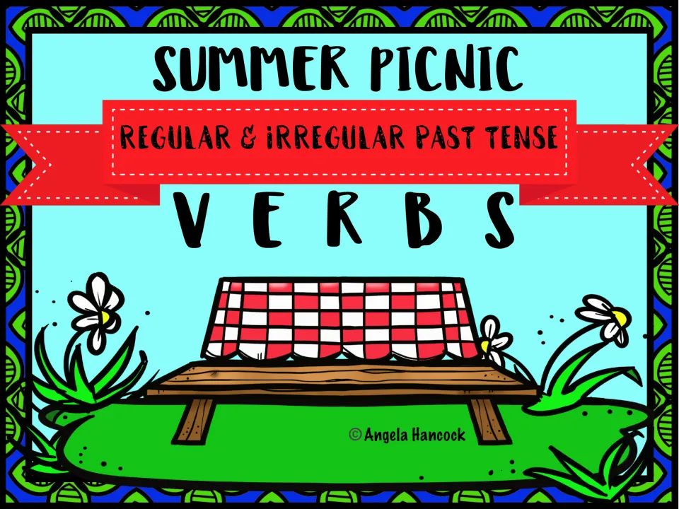 Cover of Summer Picnic Regular & Irregular Past Tense Verbs, a no-print resource for speech therapy