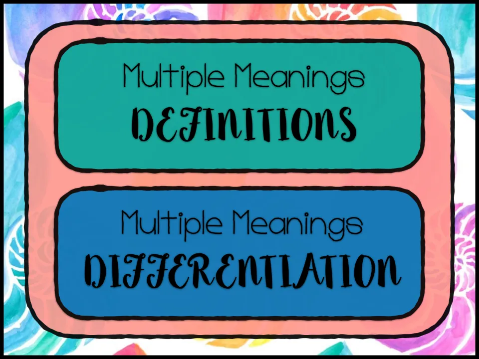 Multiple meanings menu slide: choose between the Definitions section and the Differentiation section of the game