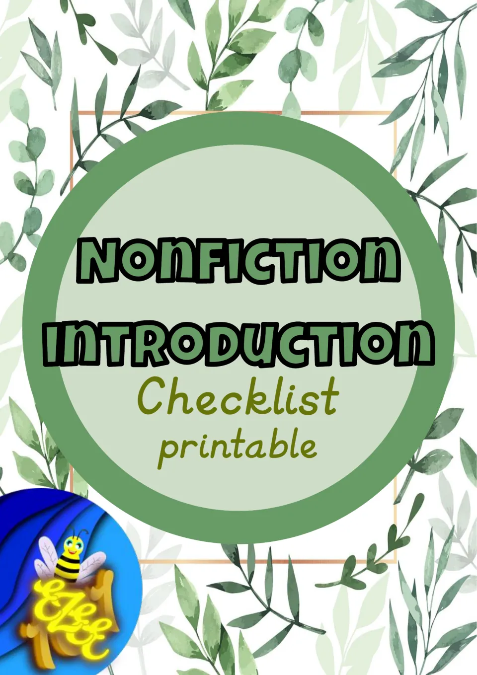 Cover of the nonfiction checklist packet labeled 'Nonfiction Introduction' and 'Checklist printable'