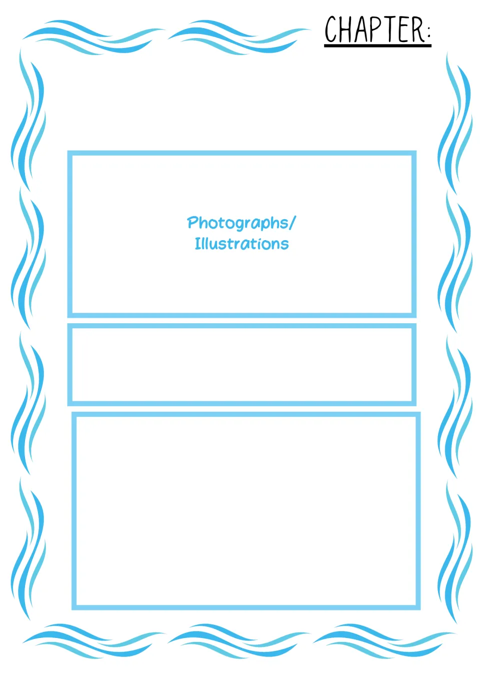 Chapter template for the sea animal research book, with a chapter heading and a photographs or illustrations prompt