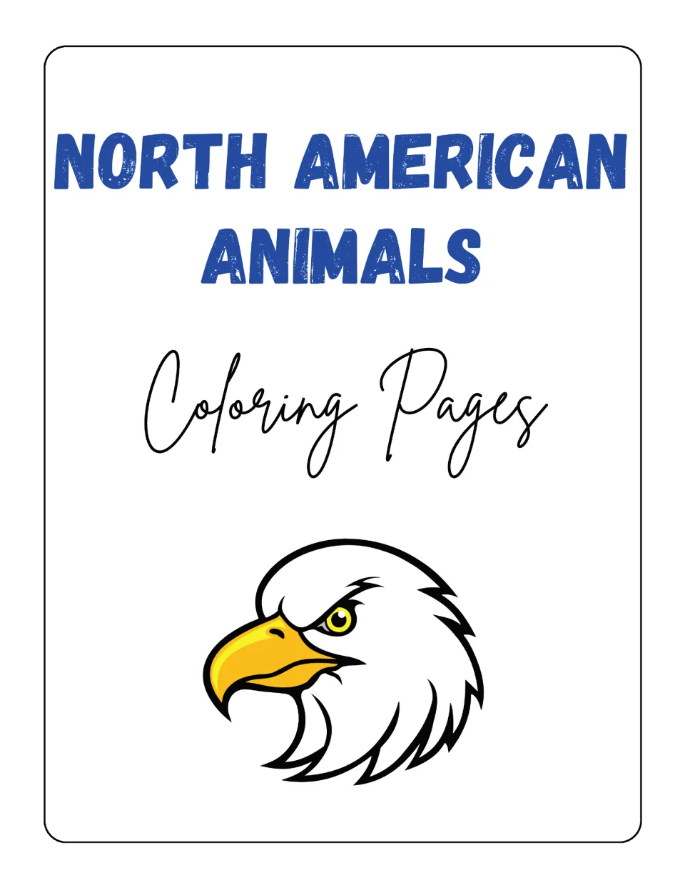 Cover for the North American animal coloring collection, titled 'North American Animals Coloring Pages'