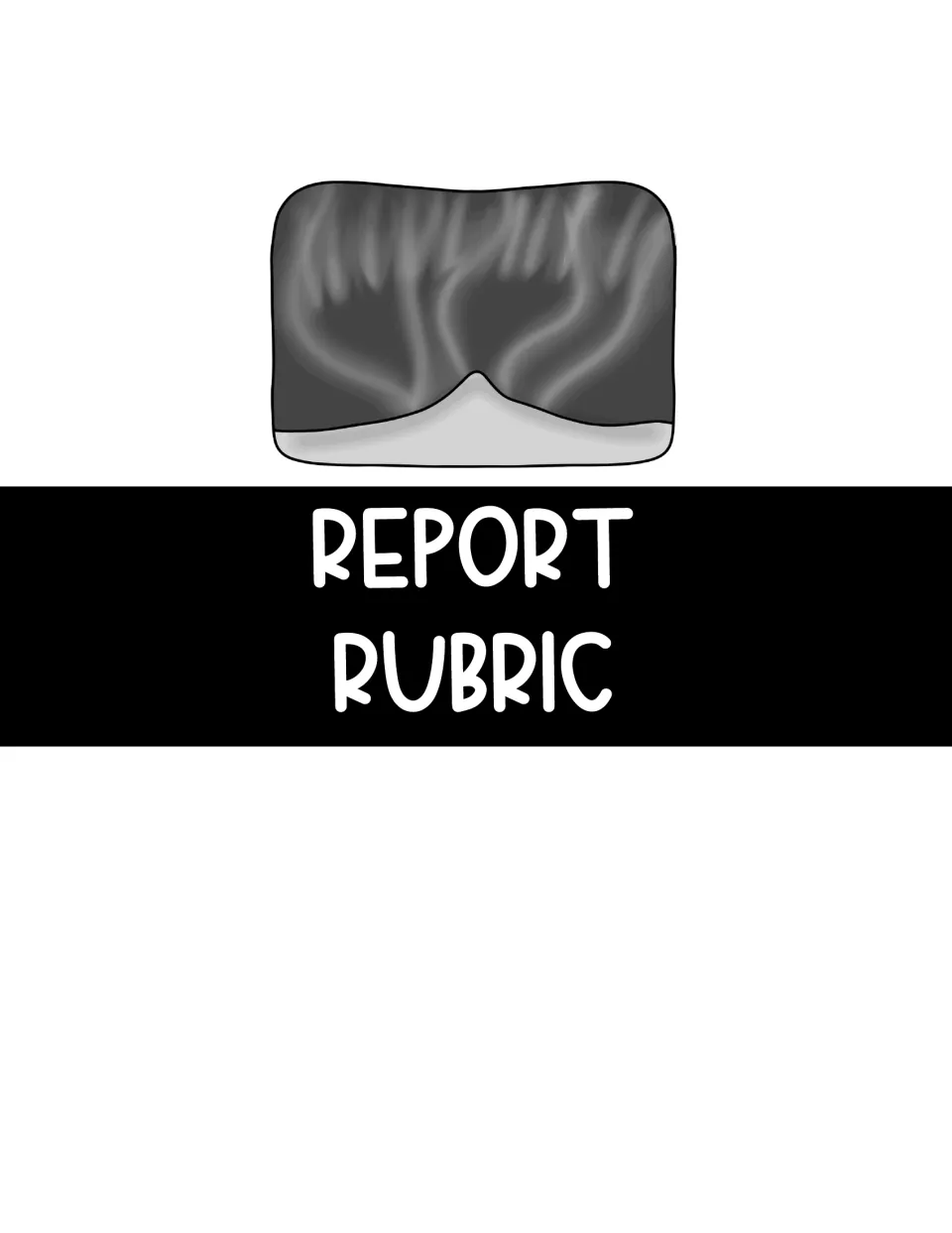 Report Rubric section divider introducing the teacher and student assessment pages for the comic report