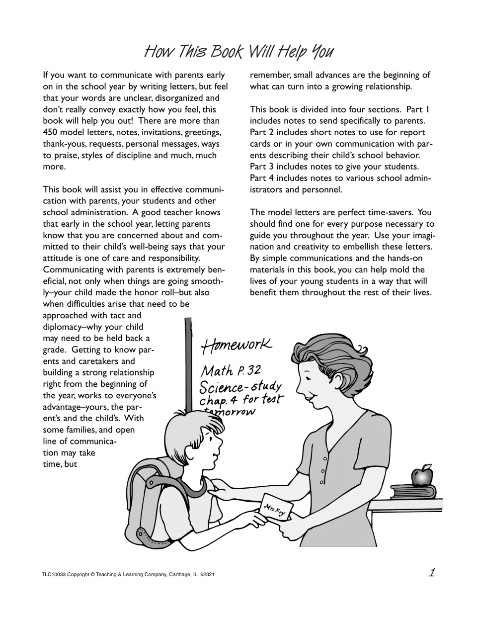 How This Book Will Help You: overview of the four parts, with notes for parents, report cards, students and school staff