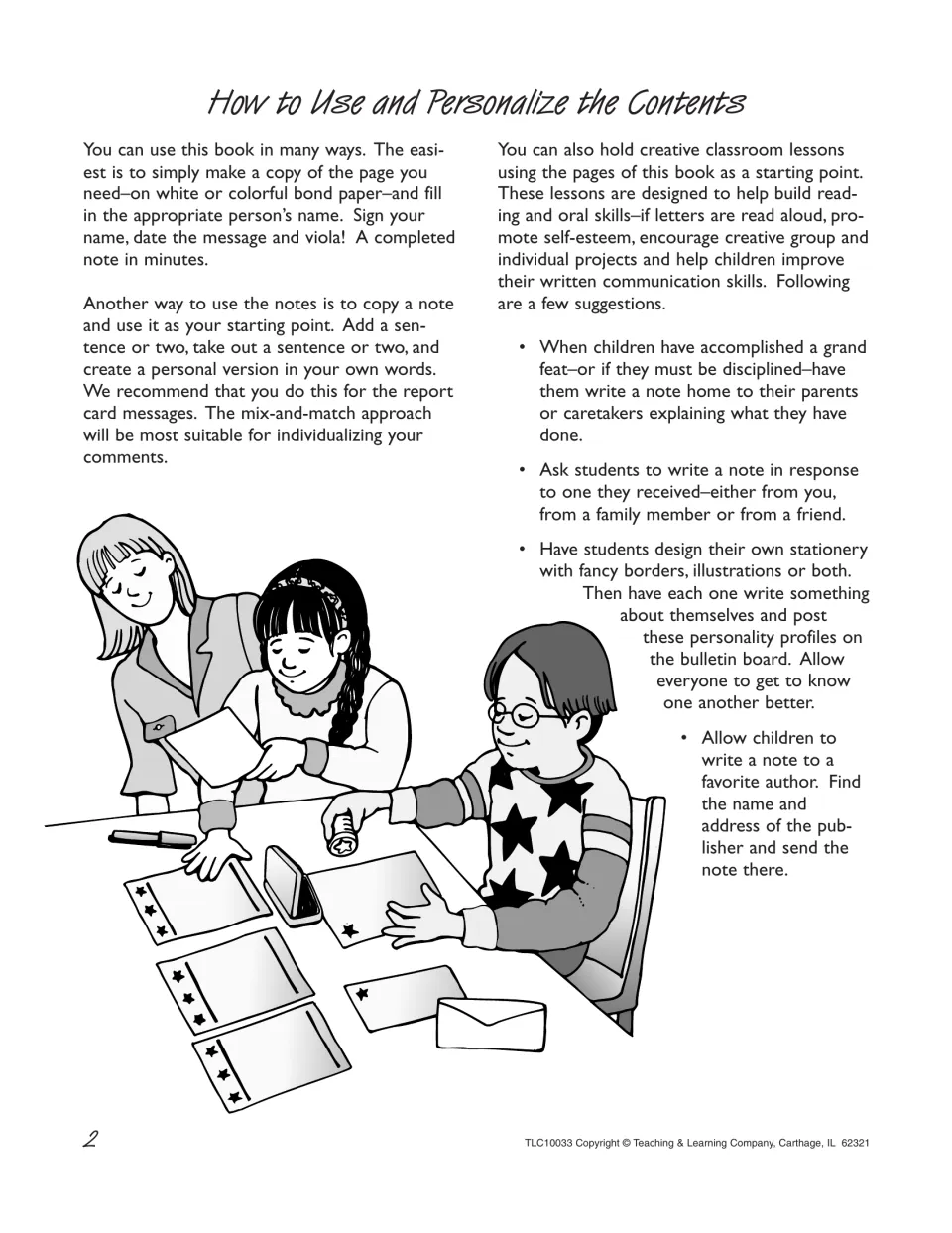 How to Use and Personalize the Contents: copy, sign and adapt notes, plus ideas for student note-writing and stationery