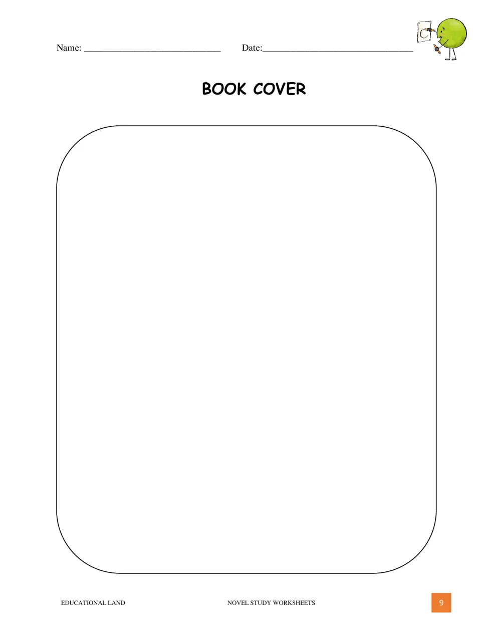 Book cover activity: students draw their own cover illustration for the novel they are reading