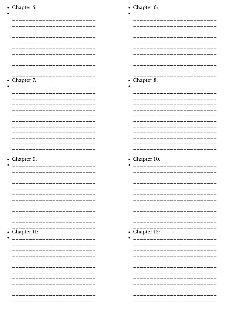 Chapter summaries for Oliver Twist Chapters 5 to 12: students write notes on the key events of each chapter as they read