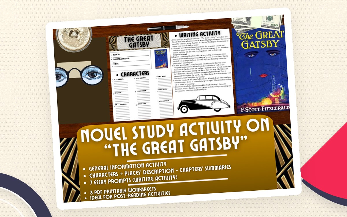 Novel Study Worksheets on "The Great Gatsby" by F. Scott Fitzgerald preview