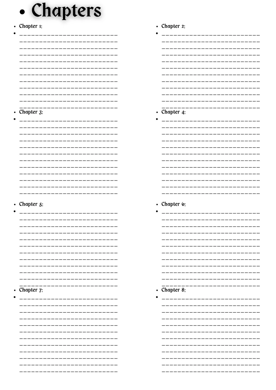 Chapter summaries: students write a recap of events for each of chapters 1 through 8, retelling key plot points