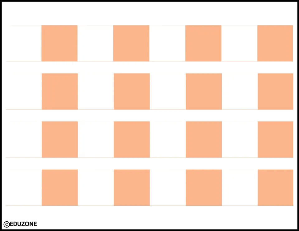 Peach and white checkered border: four narrow strips of alternating squares to cut apart and use as display trim