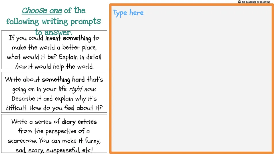 Week Three writing choices: an invention to help the world, a personal difficulty, or scarecrow diary entries