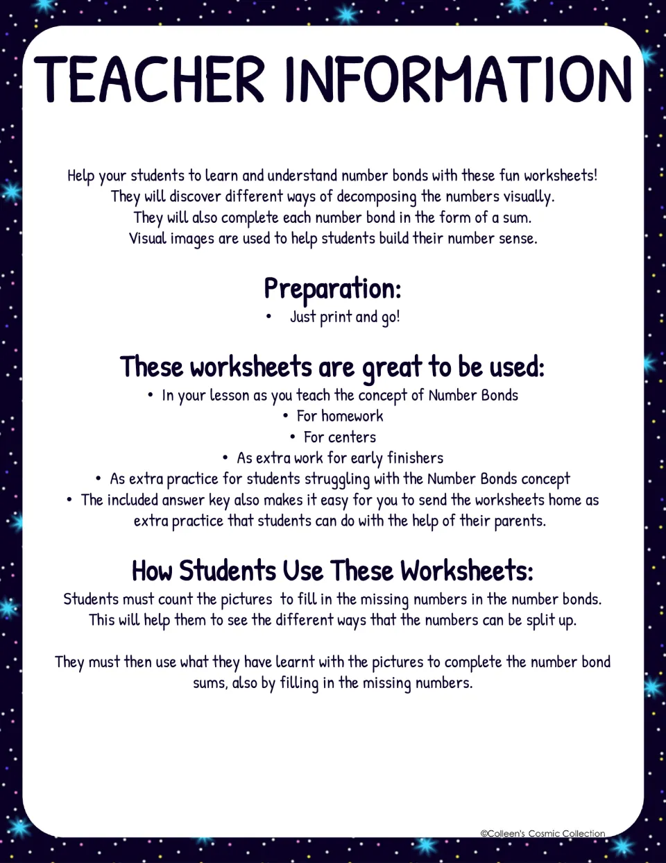 Teacher information: preparation notes, suggested uses and how students count pictures to split 2 and finish sums