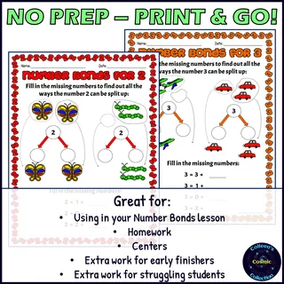 Number Bonds for 5 Worksheets – sample page 2