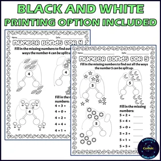 Number Bonds for 5 Worksheets – sample page 3