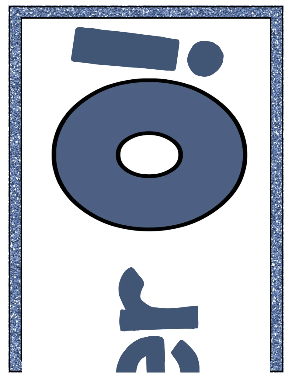 Banner cut-out piece ending the title: the letters 'er' and a large 0 with an exclamation mark, printed sideways