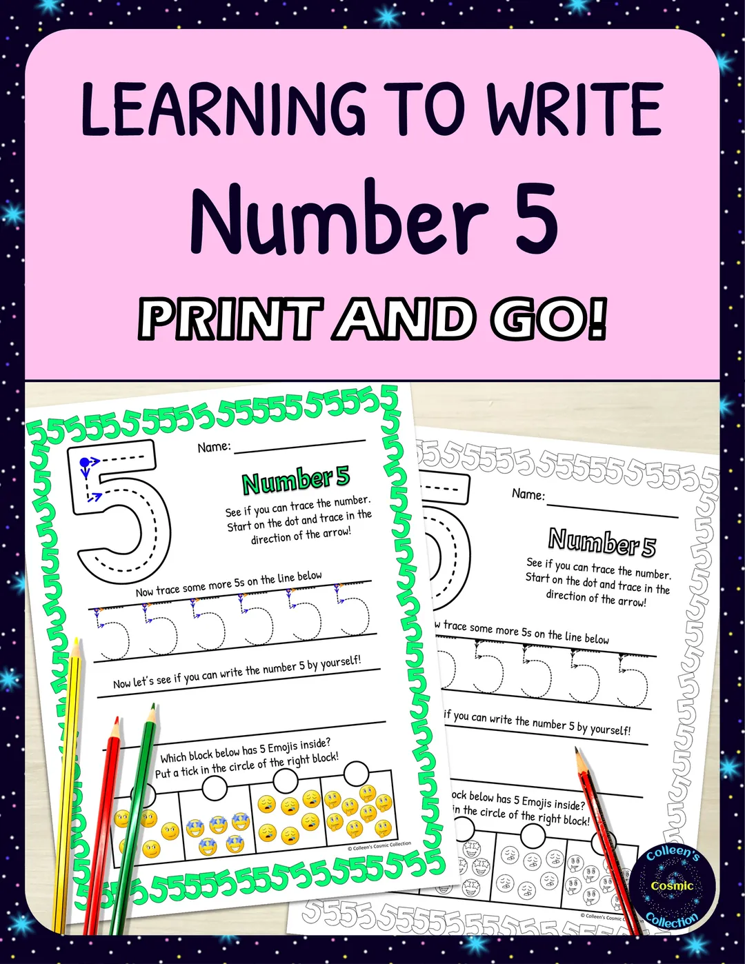 Number Formation Practice Worksheets - Learning to Write Number 5 – cover