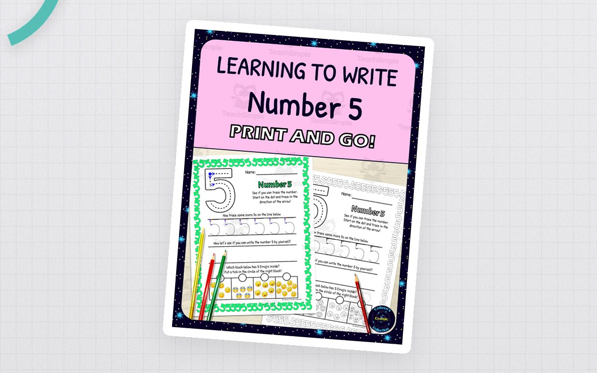 Number Formation Practice Worksheets - Learning to Write Number 5 preview