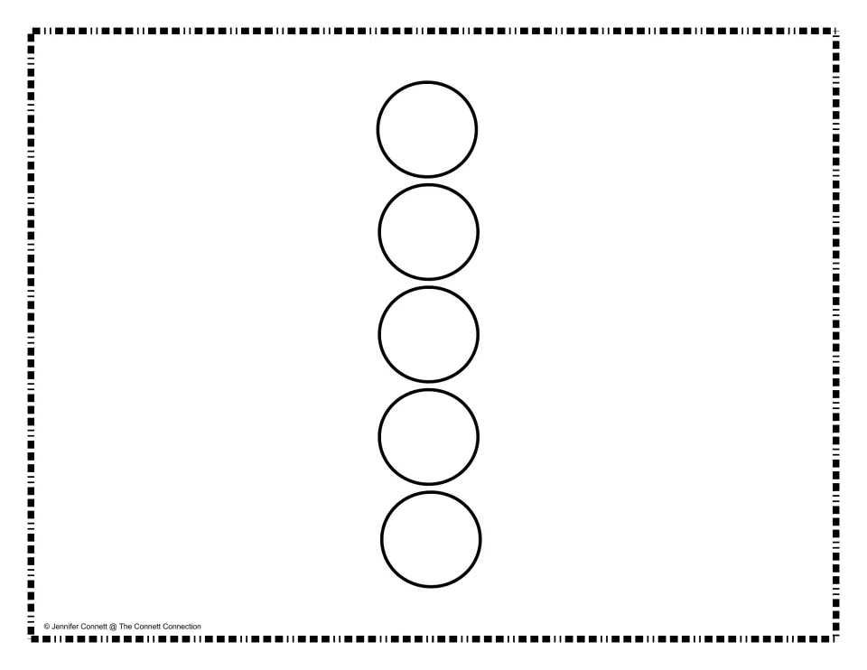 Number-building mat for 1, made of empty circles to fill with manipulatives for number formation practice.