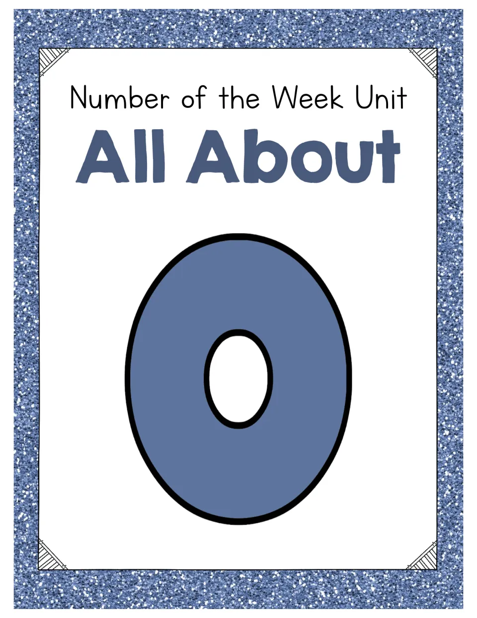 Cover of the number zero unit, titled 'Number of the Week Unit: All About 0,' with a large numeral 0