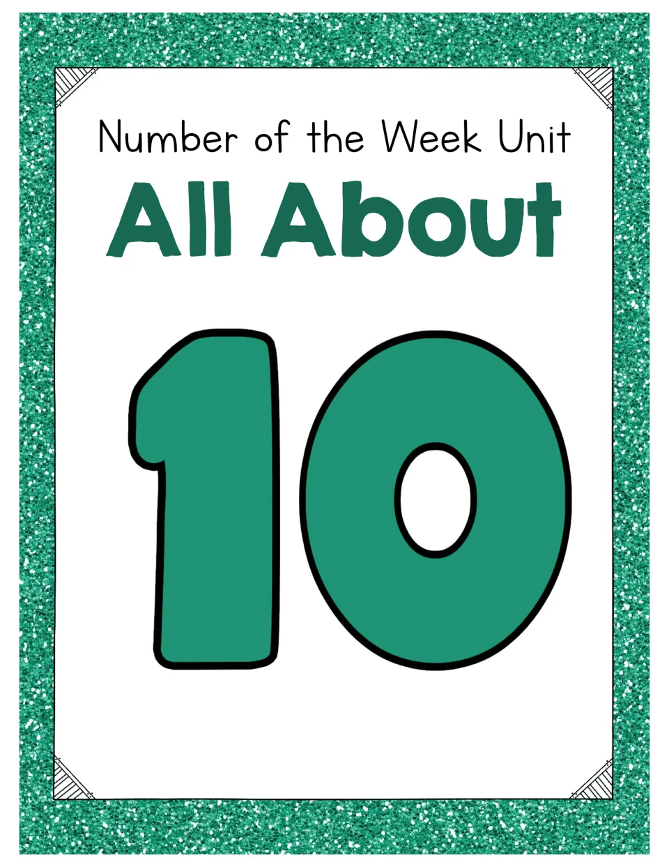 Cover of Number of the Week Unit: All About Number 10, featuring a large numeral 10 beneath the heading