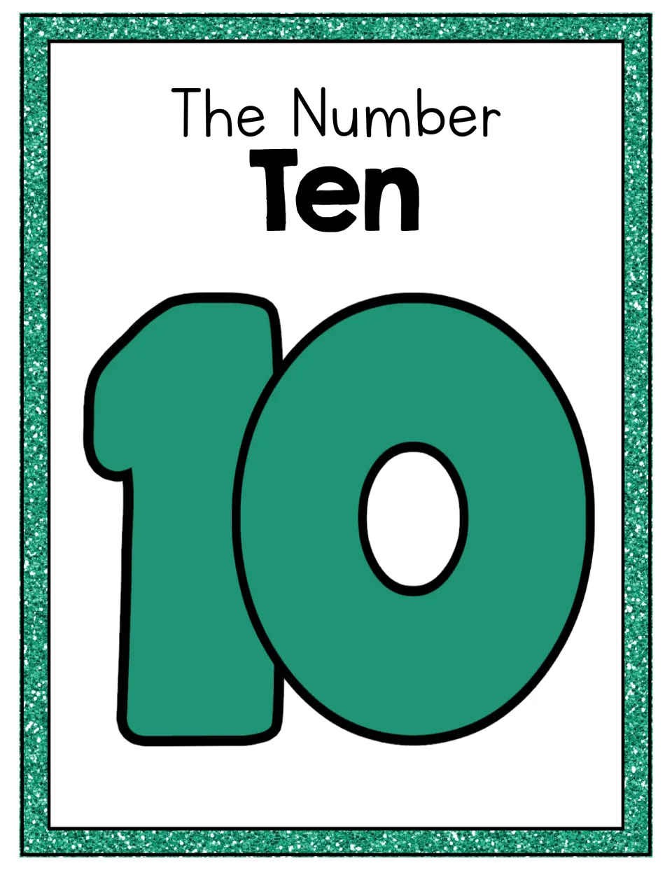 Number 10 unit display poster pairs the heading The Number Ten with a large numeral 10 for the math display