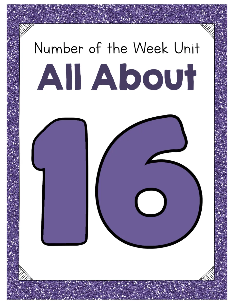 Cover of Number of the Week Unit: All About Number 16, featuring a large numeral 16