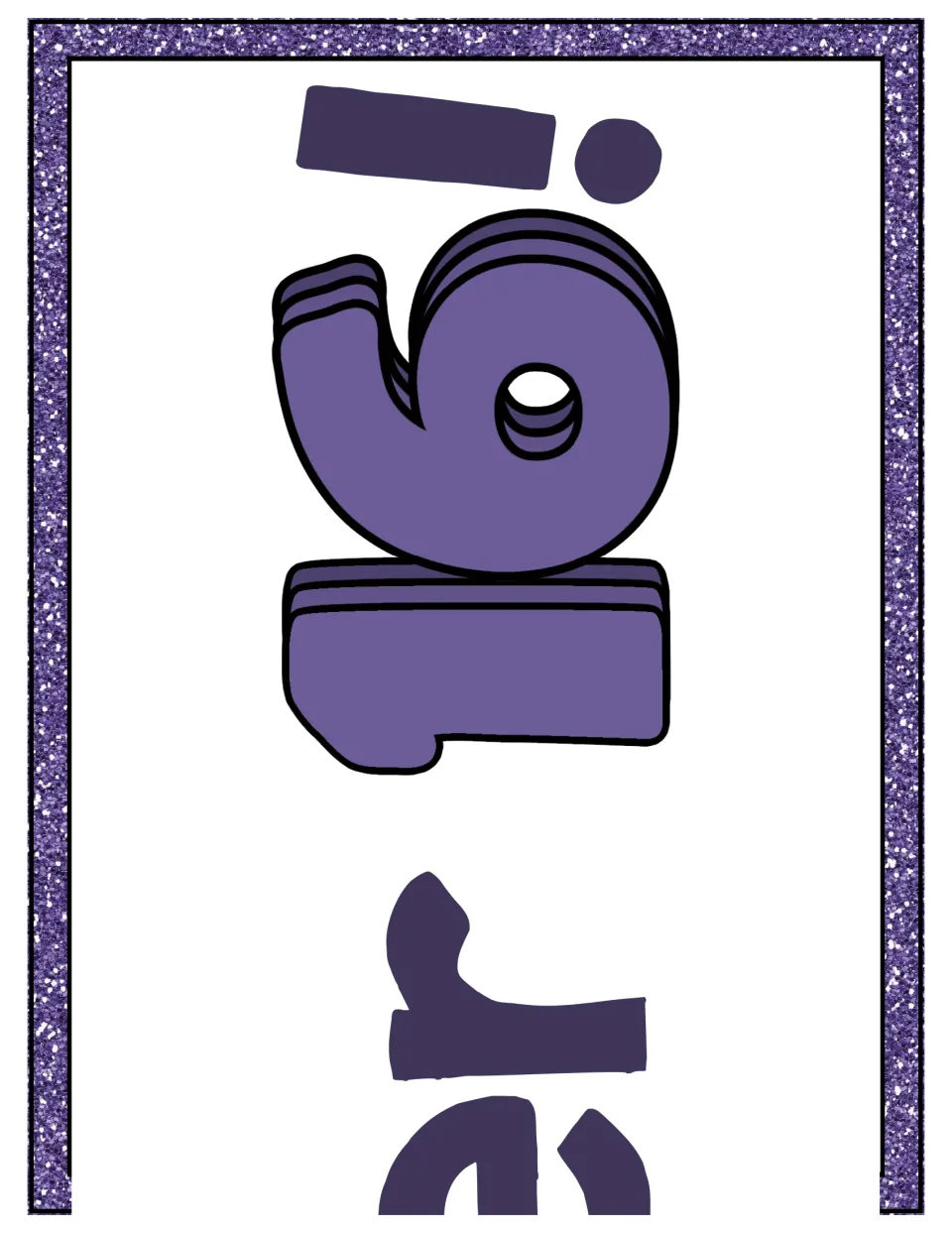 Number 16 display banner sheet showing the ending of 'Number' and '16!' to join with four other sheets