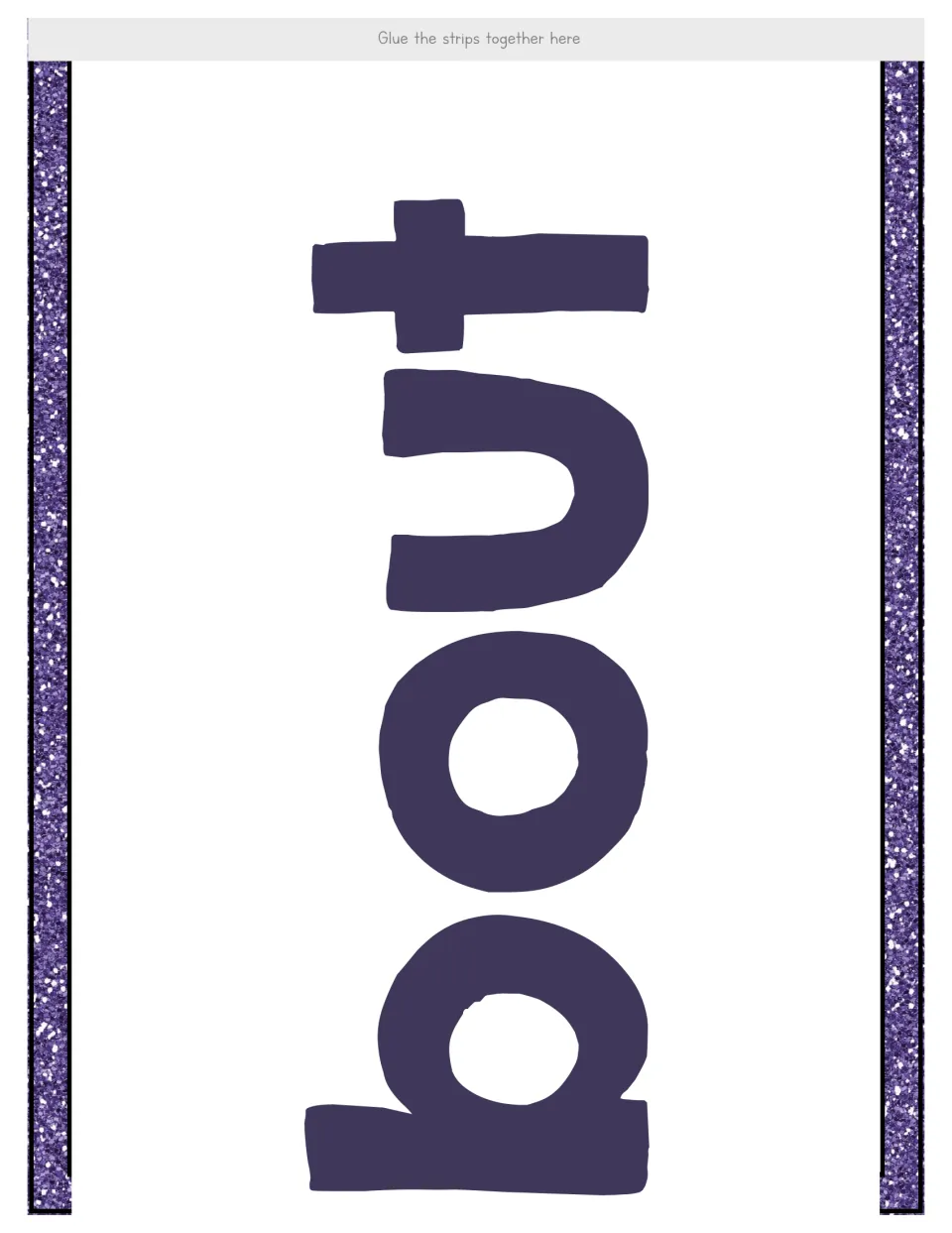 Number 16 display banner sheet containing 'bout', completing 'About' when joined to the opening sheet