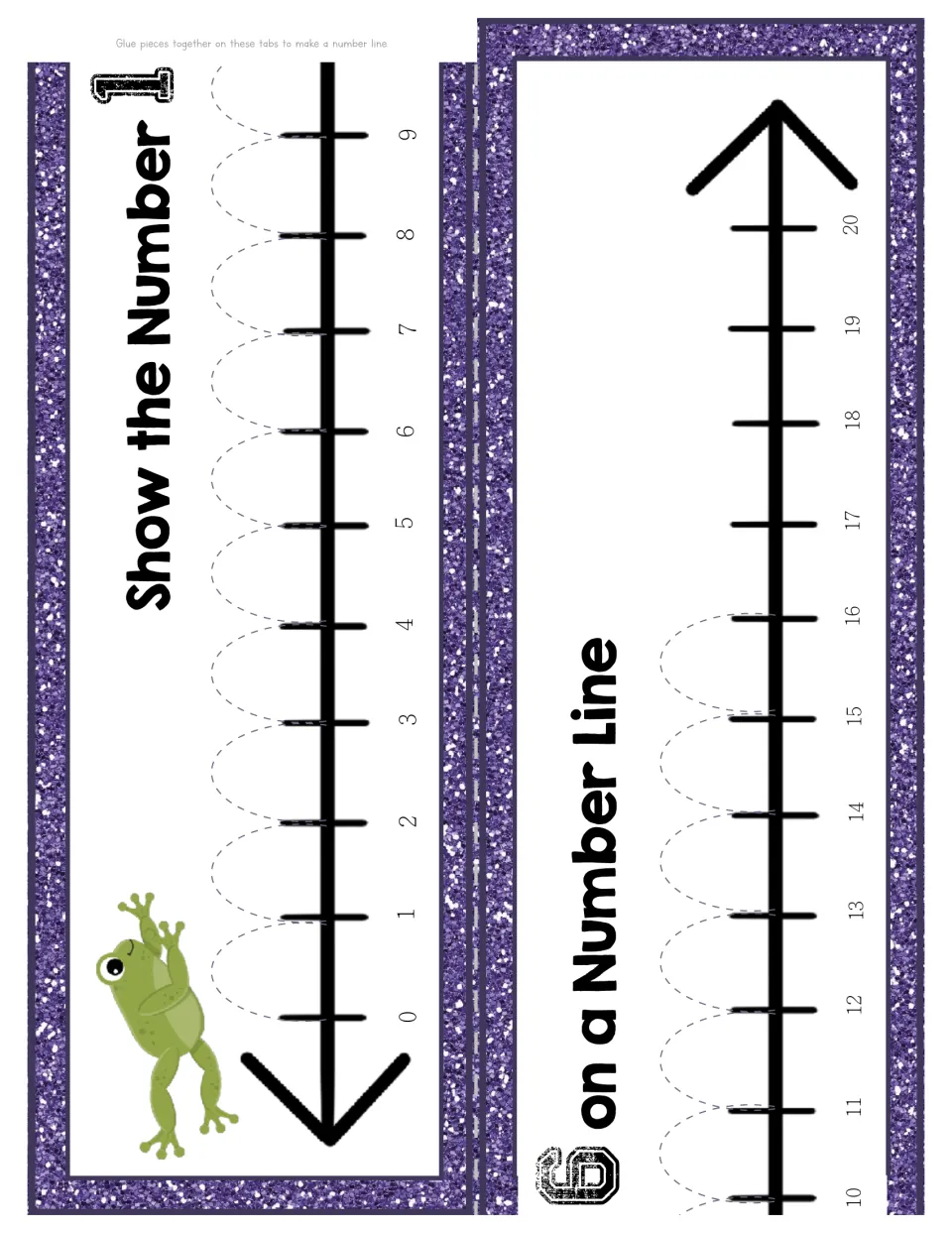 Number 16 unit number line in two pieces, labeled 0–20, showing sixteen counting jumps from 0 to 16