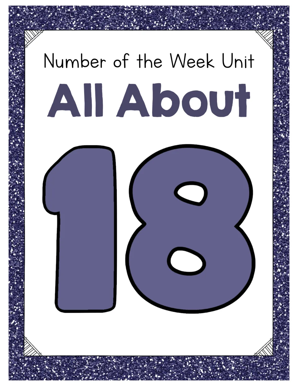 Cover of Number of the Week Unit: All About Number 18, featuring a large numeral 18 beneath the title