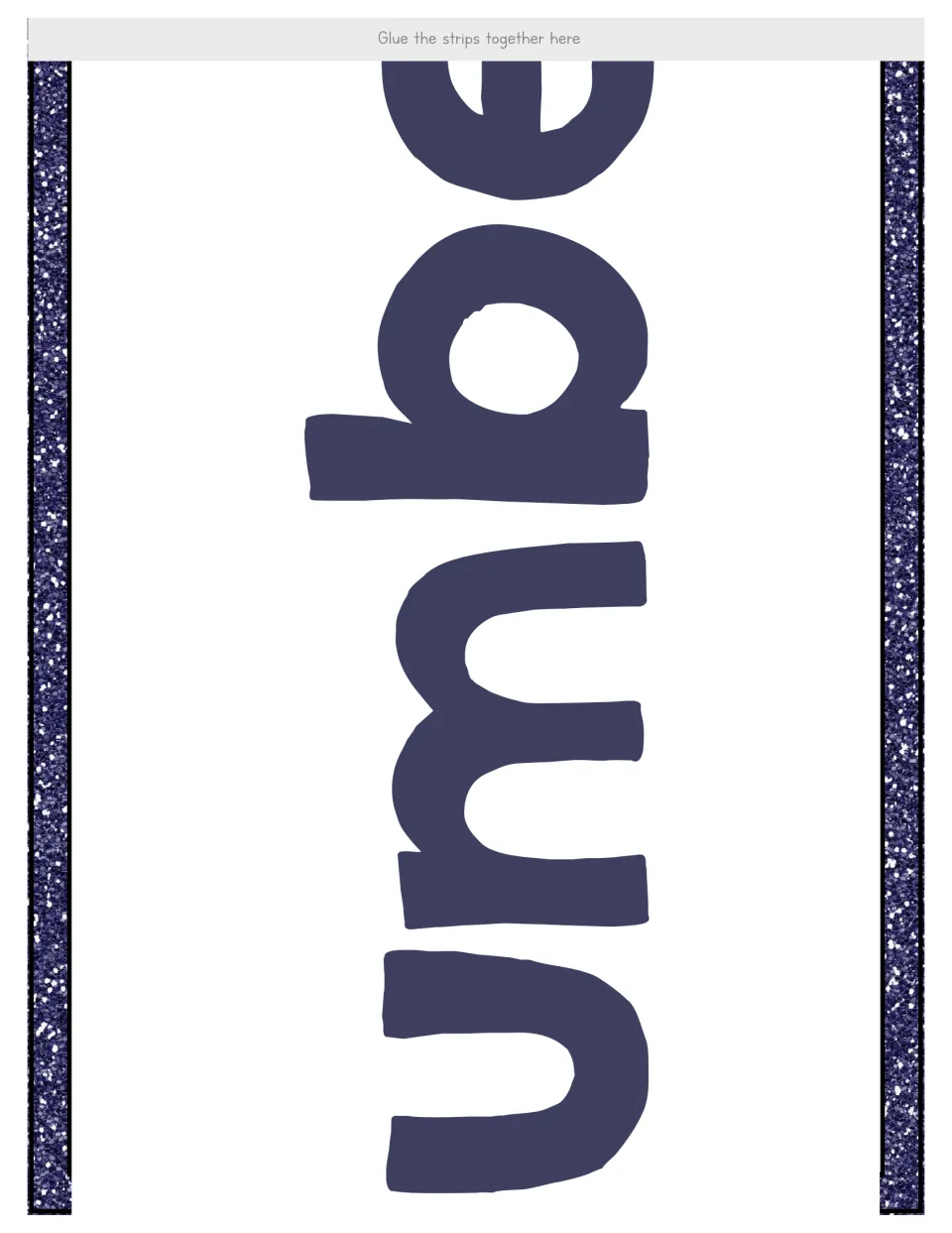 Number 18 display banner section containing middle letters of Number, with a tab for joining the sheets
