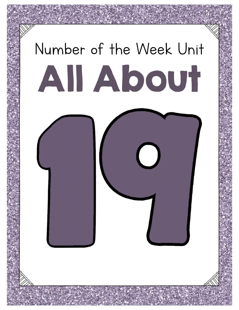 Cover of the number 19 unit, featuring the headings 'Number of the Week Unit' and 'All About' above 19