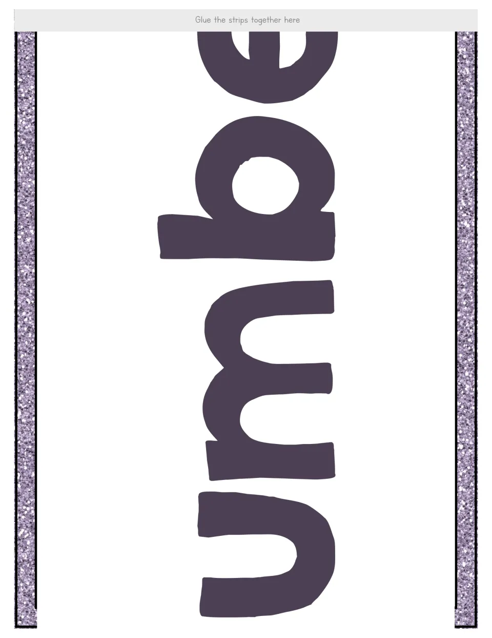 Number 19 display banner segment continues the word 'Number' with 'umbe' and includes a gluing instruction