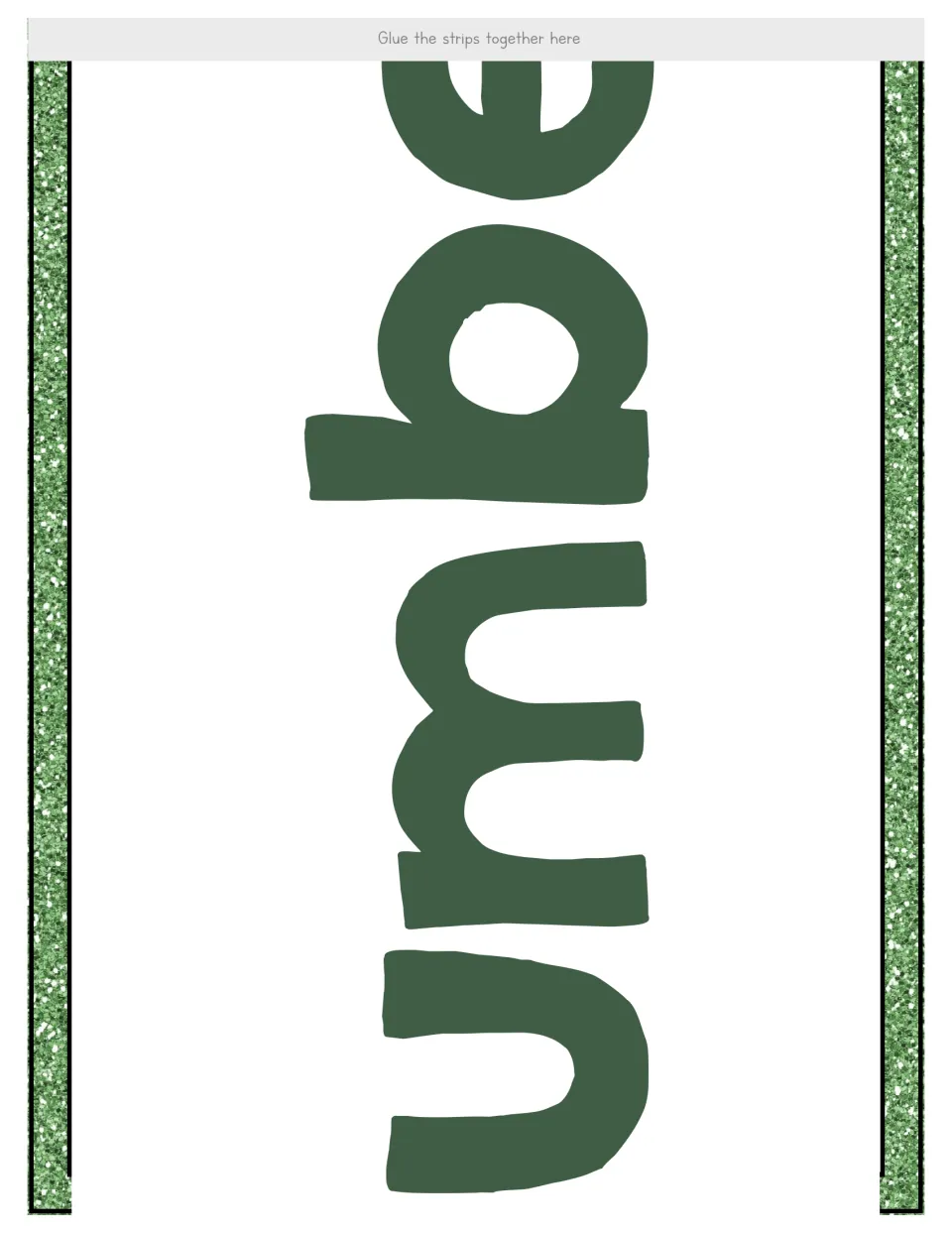 Number 4 unit banner section containing middle letters of 'Number,' with a tab for joining the sheets
