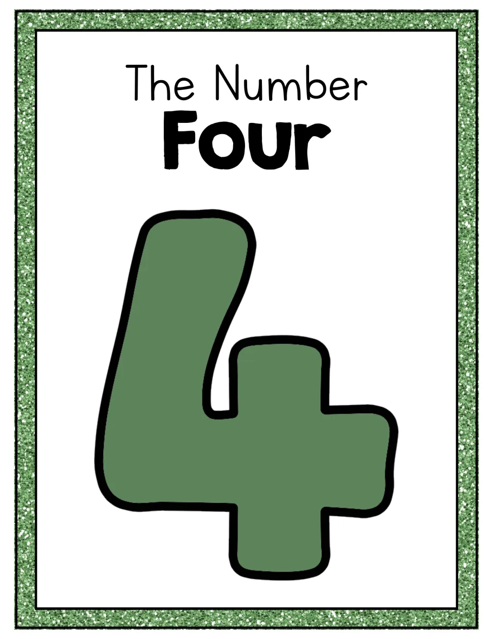 Number 4 unit poster pairs the heading 'The Number Four' with a large numeral 4 for classroom display