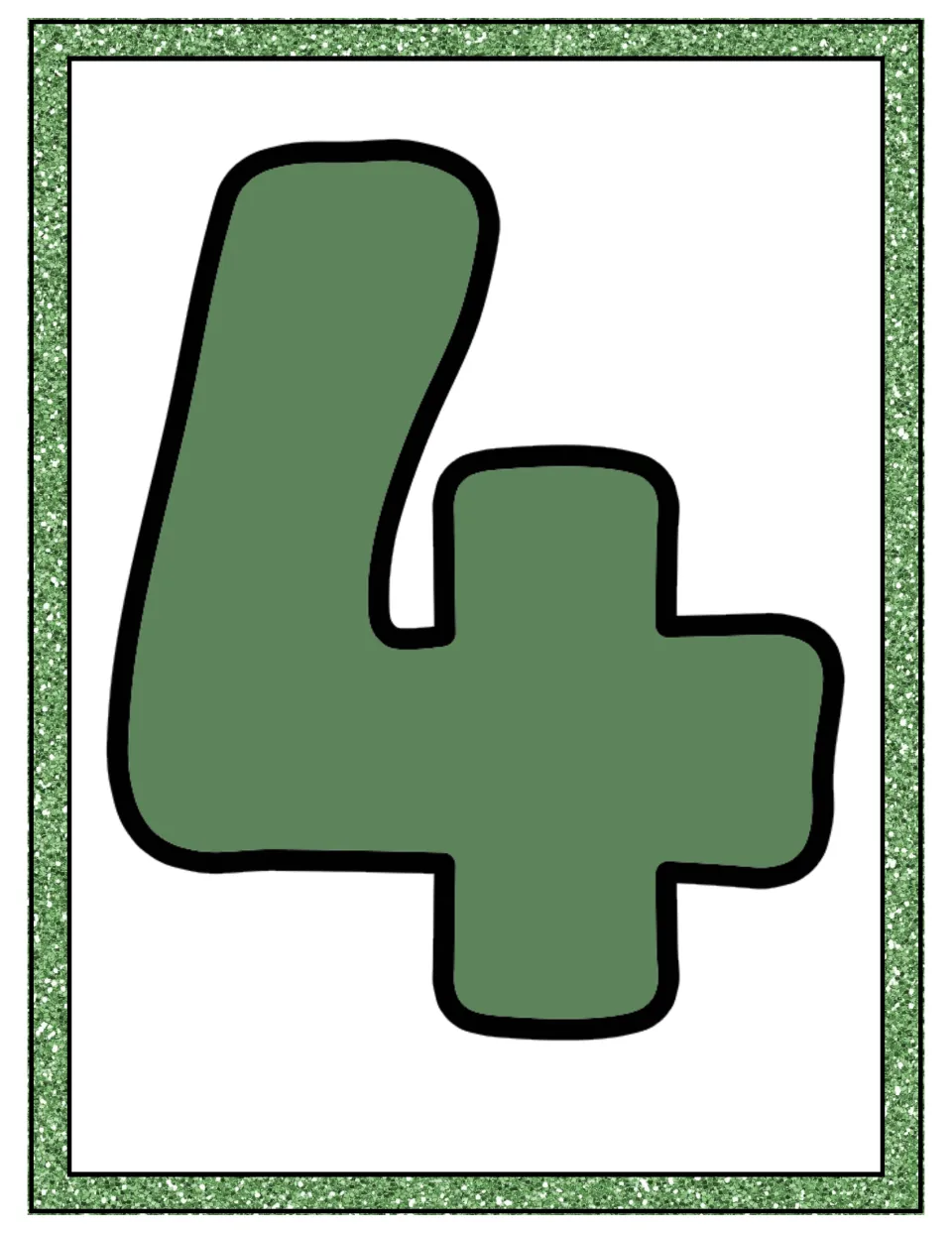 Numeral-only poster in the number 4 unit features a large 4 as one of the resource's classroom displays